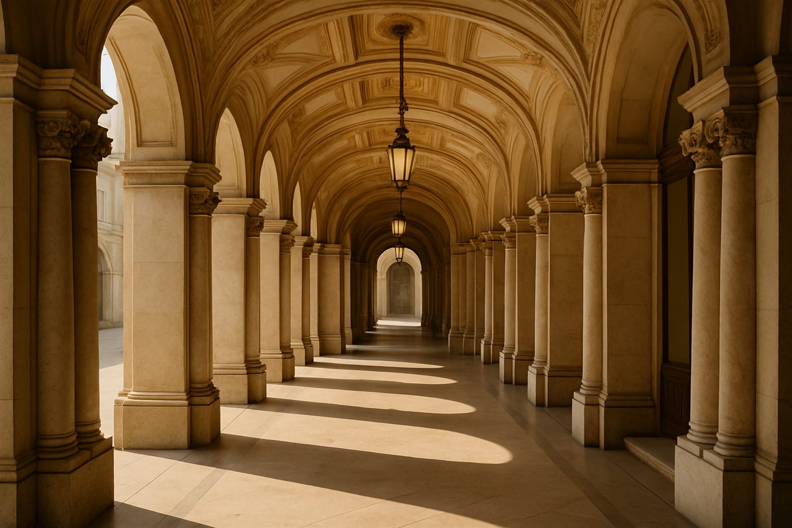 Marmorarkade mit Säulengang in einem Wiener Gründerzeit-Gebäude